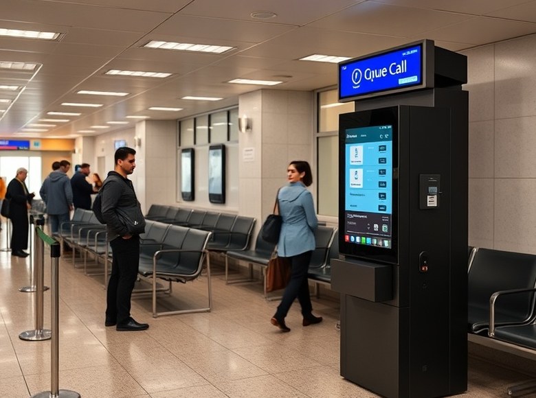 Dispensador de turnos en el hall de atención